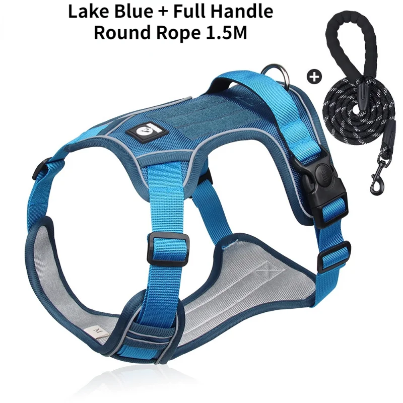 Conjunto de arnés y correa para perro, chaleco reflectante de nailon para el pecho, Collar para mascotas medianas y grandes, caminar al aire libre, correr, perros - imagen 3