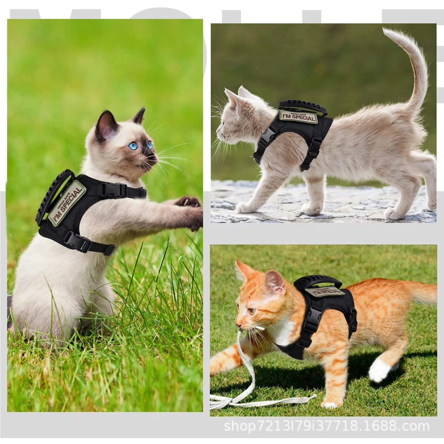 Chaleco militar táctico para perros y gatos con arnés y correa - imagen 3