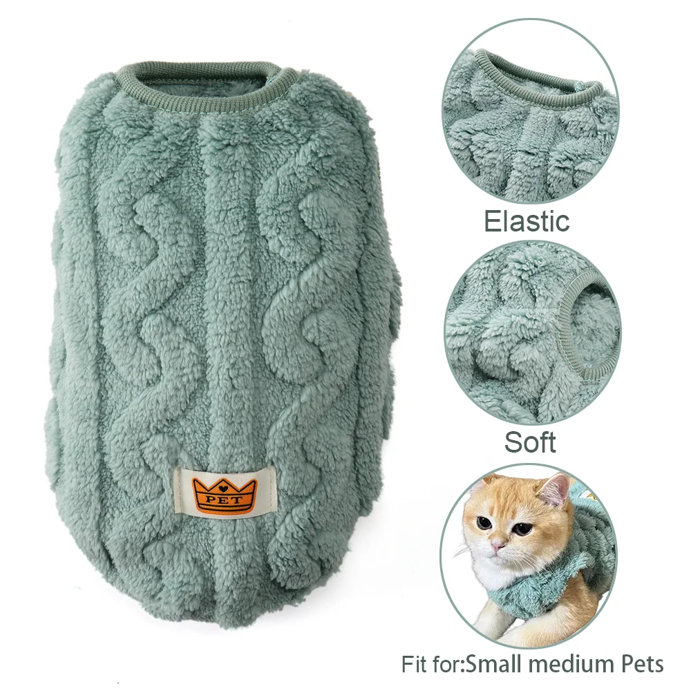 Ropa suave para gatos para invierno y otoño, suéter de felpa de lana cálido para mascotas, chaleco elástico acogedor para gatitos, abrigo para perros pequeños y medianos, gatos Sphynx - imagen 2