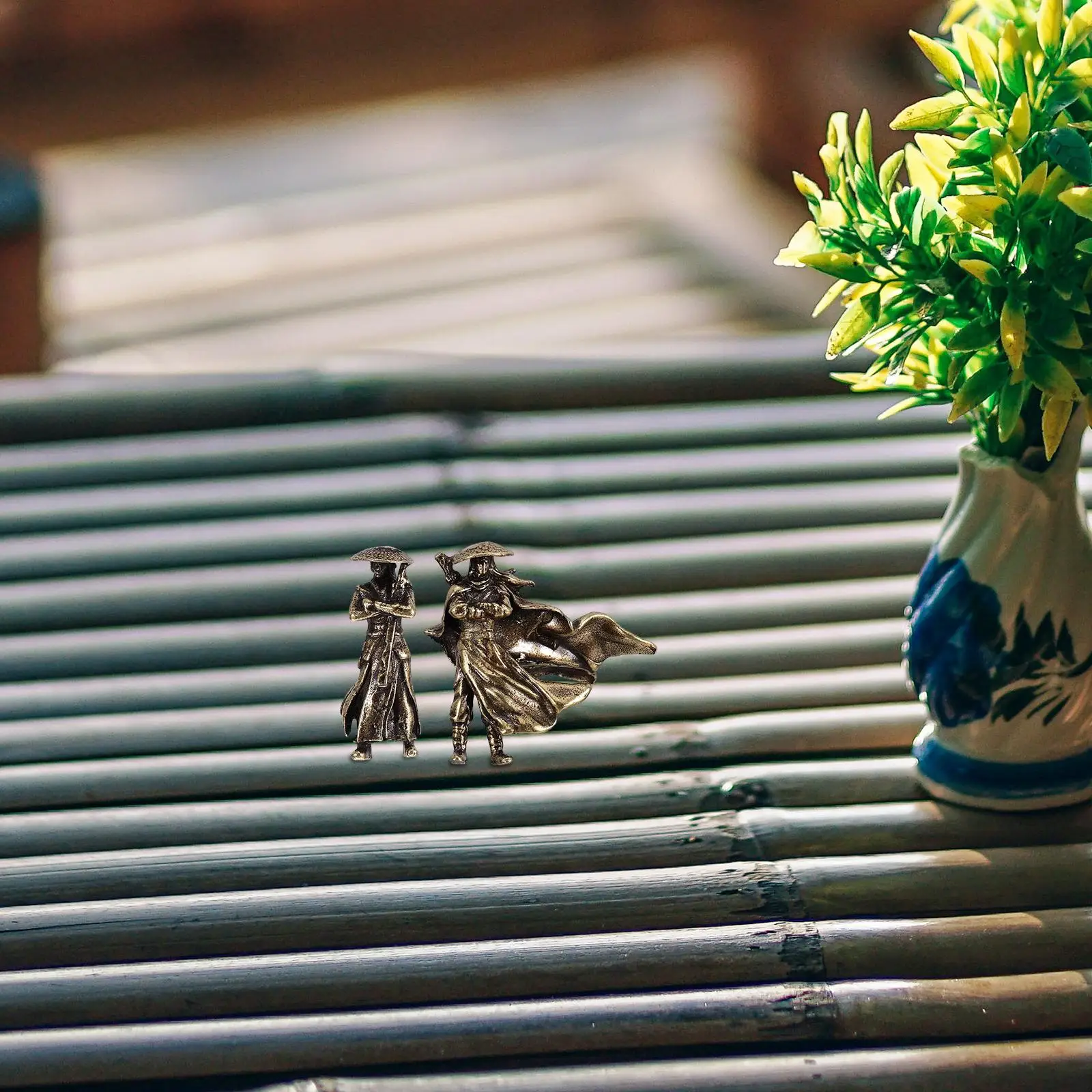 Mini People Figurines Alloy Kung Fu Statues Vintage Landscape Ornaments Chinese Garden Decoration for Home Tabletop Bonsai