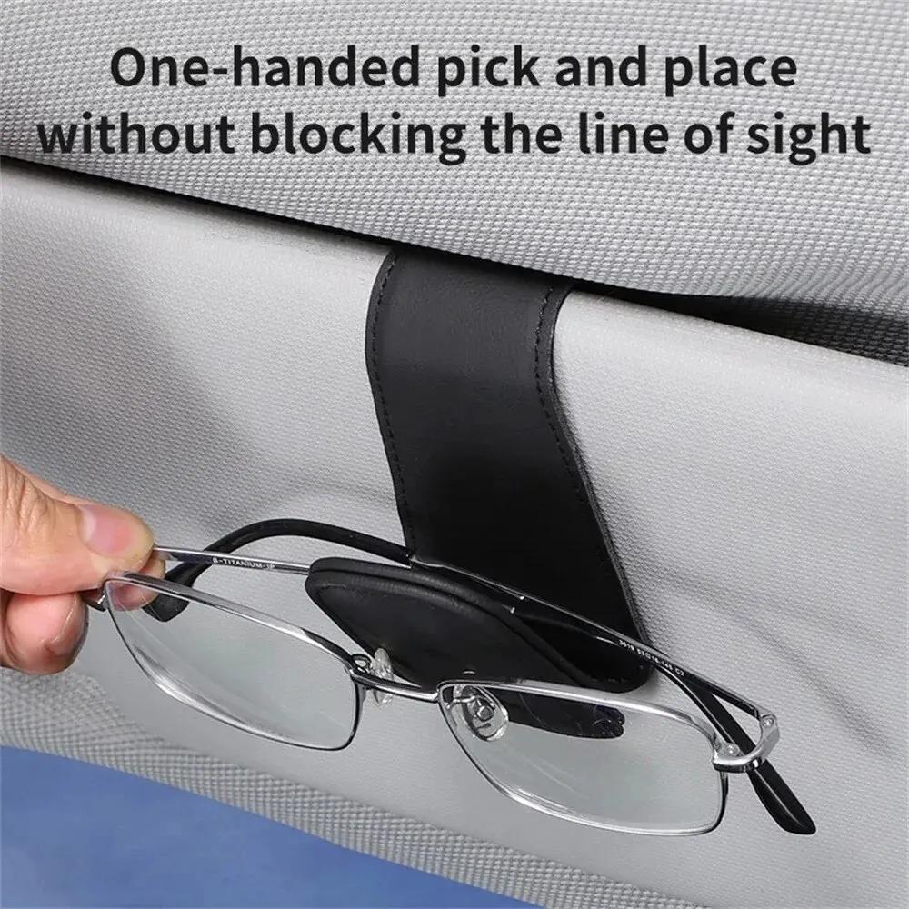 Parasol Universal para coche, colgador de gafas con Clip, soporte de cuero para gafas, almacenamiento magnético multifunción de accesorios para automóvil - imagen 2