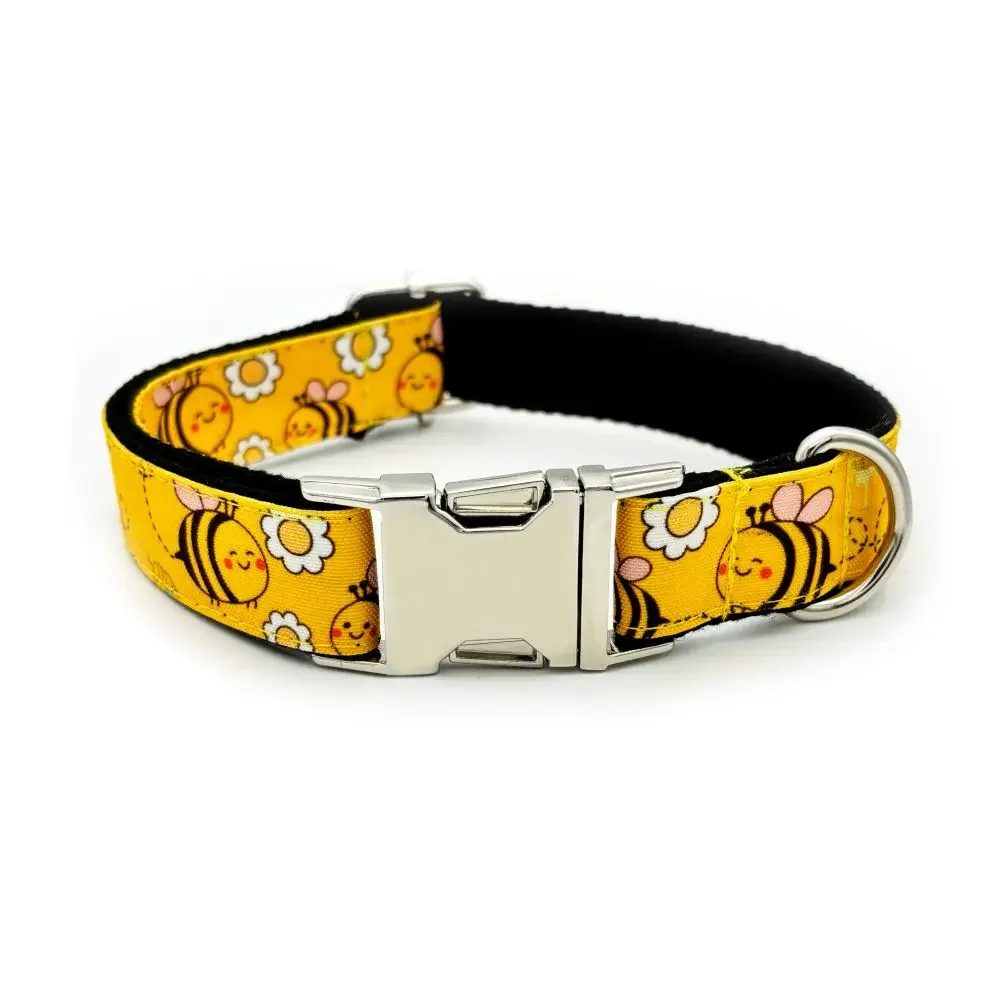 Collar de perro personalizado, Collar para mascotas personalizado, grabado gratis, placa de identificación, etiqueta para mascota, lindo abeja, miel, amarillo, collares para cachorros - imagen 2