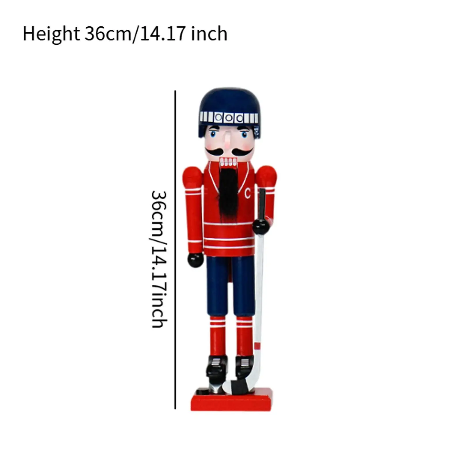 Christmas Wood Ice Hockey Sportsman Nutcracker Decorative Desktop Decoration Height 36cm for Countertops Versatile Lightweight