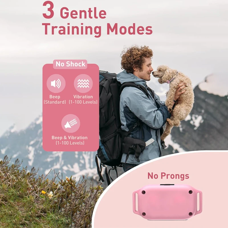 Collar de adiestramiento para perros sin choque, Collar vibratorio para perros con control remoto de 2800 pies, Collar con pitido y vibración para cachorros pequeños, perros medianos y grandes - imagen 3