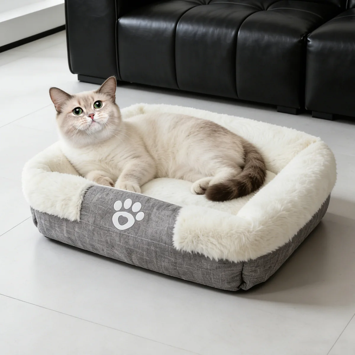 Cama de piel de conejo para perros y gatos – Acogedora y aislante