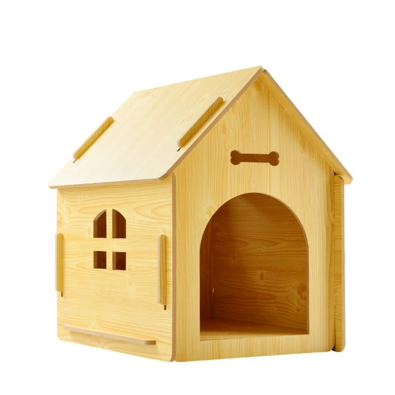 Casa de madera para perros, Material ecológico desmontable, perrera para perros, cama para perros transpirable duradera para interiores, jaula fácil de limpiar a prueba de humedad - imagen 2