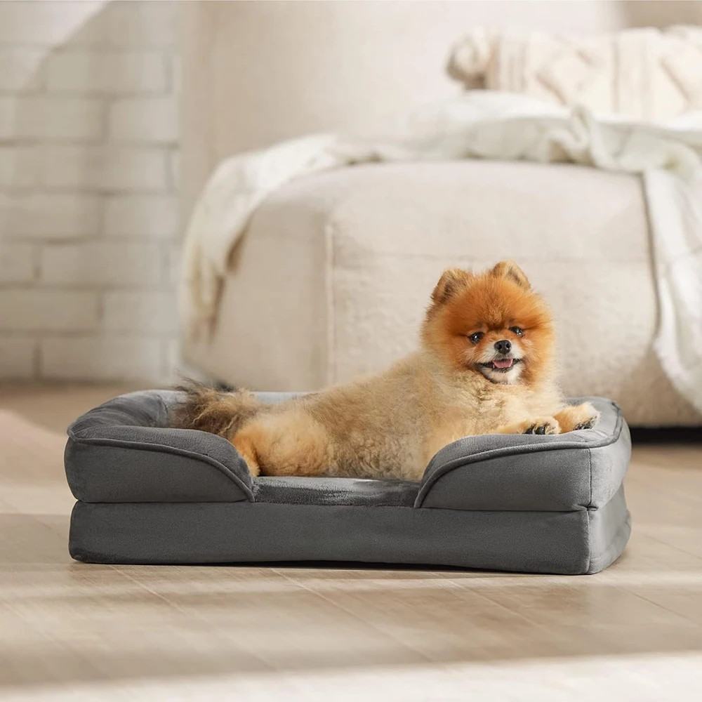 Cama ortopédica cálida para perros, impermeable, lavable, cómoda, sofá para gatos, cama para mascotas de tamaño mediano, funda extraíble para gatos y perros, invierno
