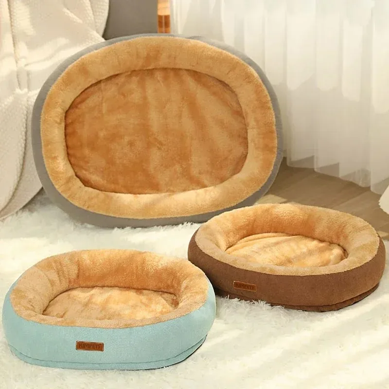 Cama cálida para cachorros y gatos, productos de felpa, esponjosos, accesorios para mascotas, cojines para casas, alfombrilla para perros, cesta, suministros para gatitos, Invierno - imagen 5
