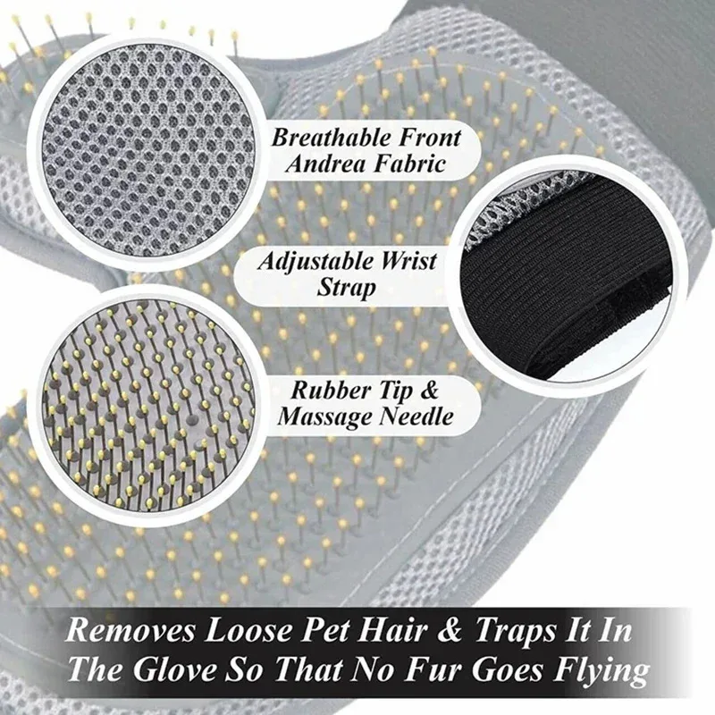 Dog Grooming Gloves Soft Bristles Pet Hair Remover Gloves Comfortable Hair Remover Mitt for Small Medium Large Dogs & Cats - imagen 5