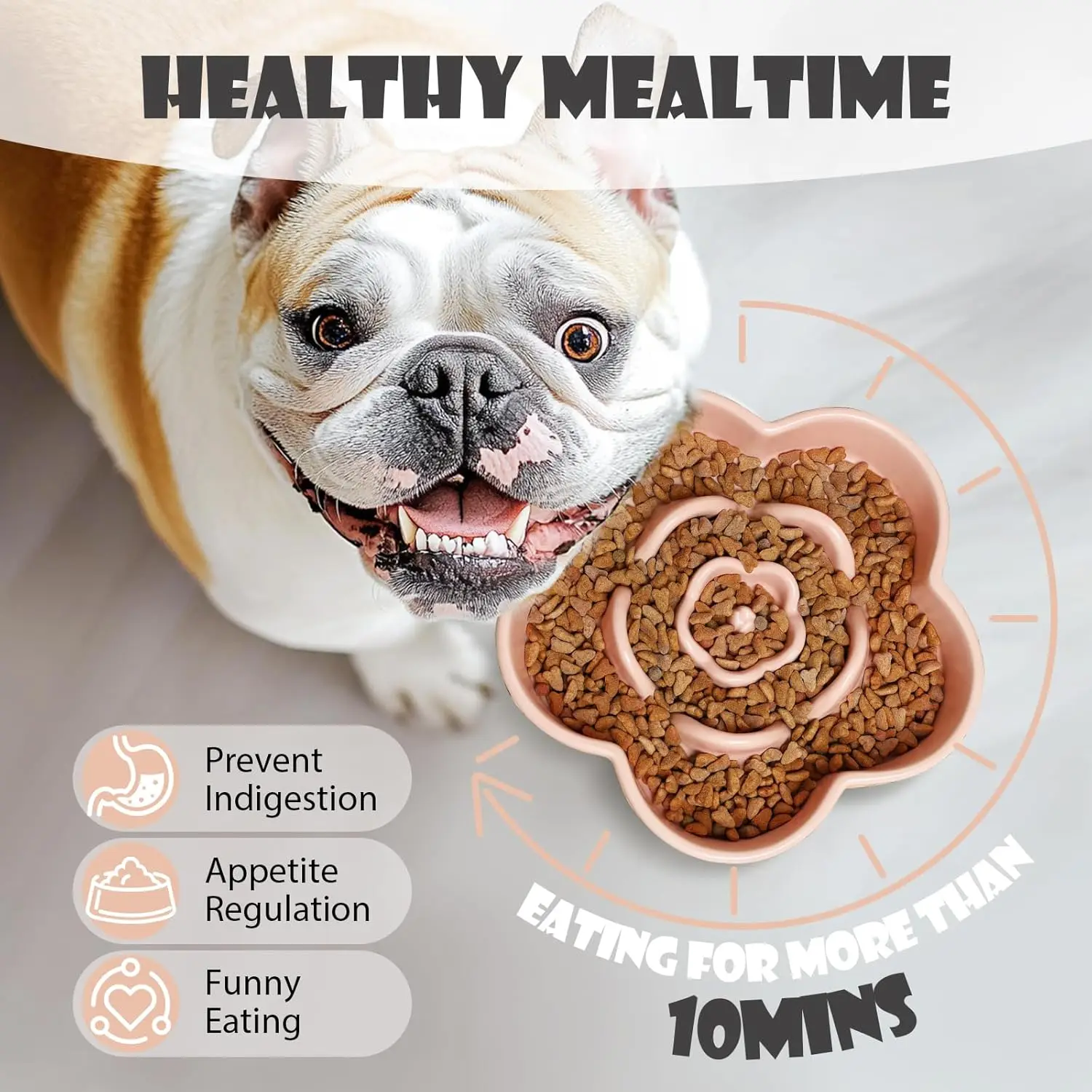 Cuenco de cerámica para perros de comedero lento para raza pequeña, cuenco de comida para perros de alimentación lenta de 6,7 pulgadas, alimentador lento antideslizante para perros - imagen 4