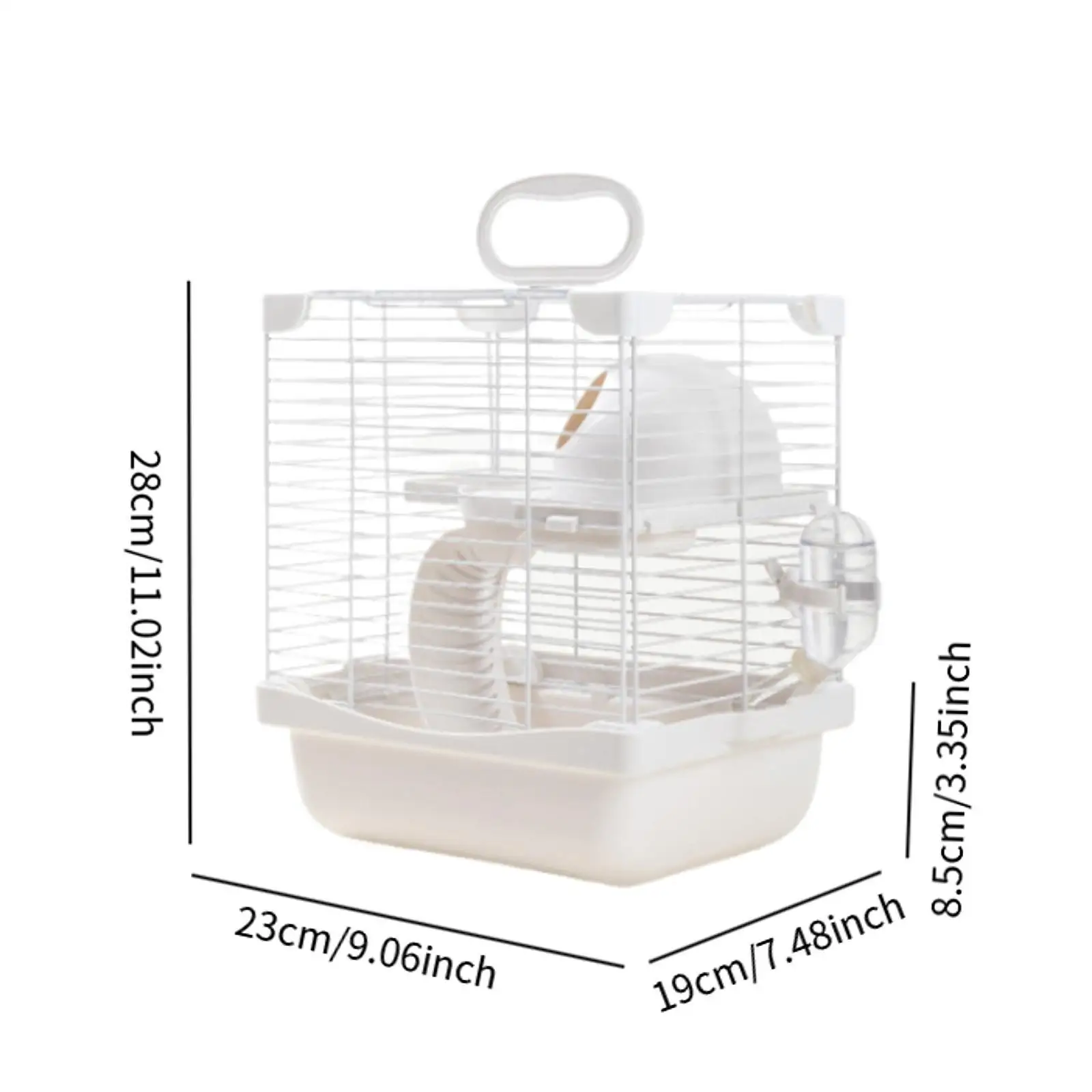 2 Tiers Hamster Cage Enclosure Portable for Mouse Rat with Water Bottle, Food Bowl High Chassis Design Versatile 7.4x9x11inch