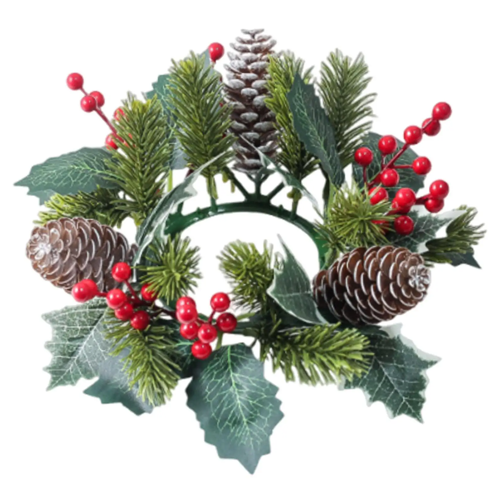 2xCandlestick Holder Pine Needle Garland Wedding Christmas Candle Ring Wreath