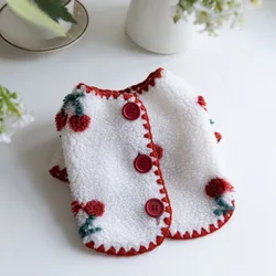 Abrigo de lana cereza para perros y gatos pequeños – Chal suave