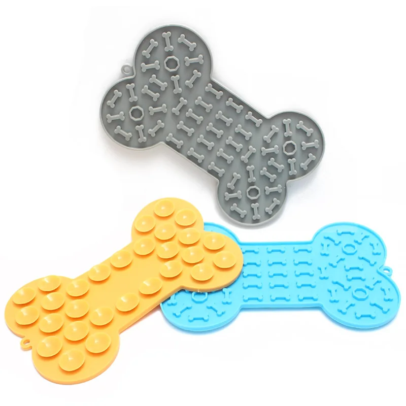 Bone Shape Silicone Licking Pad Pet Dog Peanut Butter Slow Food Bowl Eating for Cats Dogs Feeder Feeding Lickmat - imagen 5