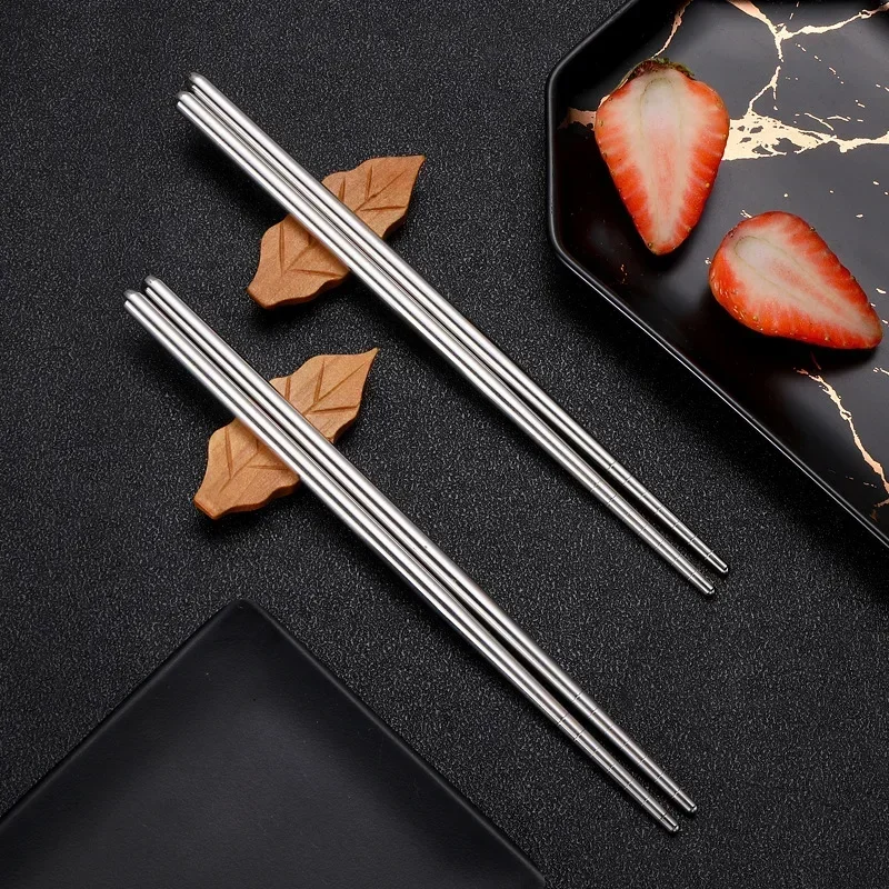 Palillos de acero inoxidable antideslizantes para Sushi, palillos metálicos coreanos y japoneses, cubiertos de cocina, vajilla, 5 pares - imagen 2