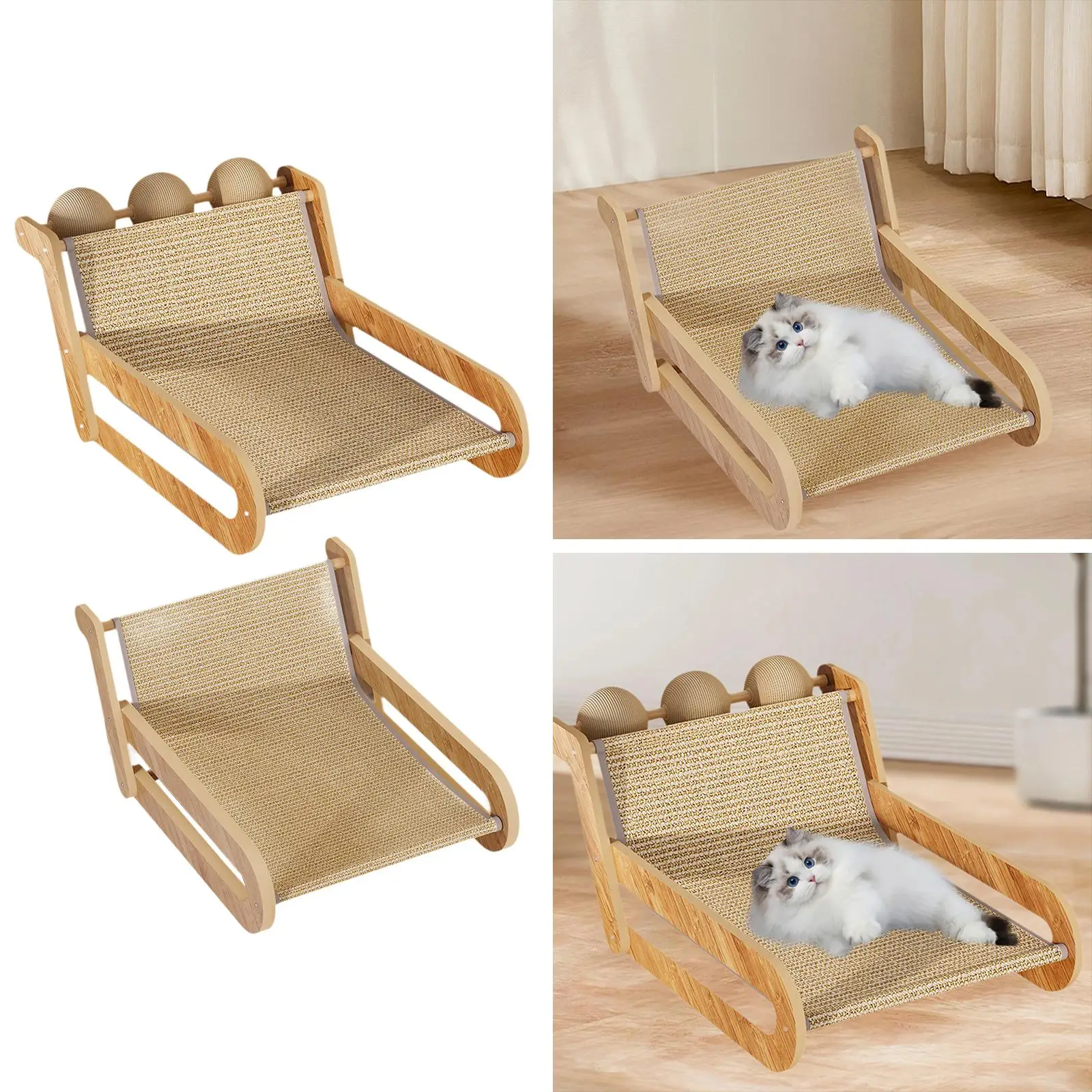 Sisal Cat Chair Cat Lounger Cozy Hammock Elevated Cat Bed Beach Chair for Bunny Small Medium Pets Indoor Cats Dog Kitten