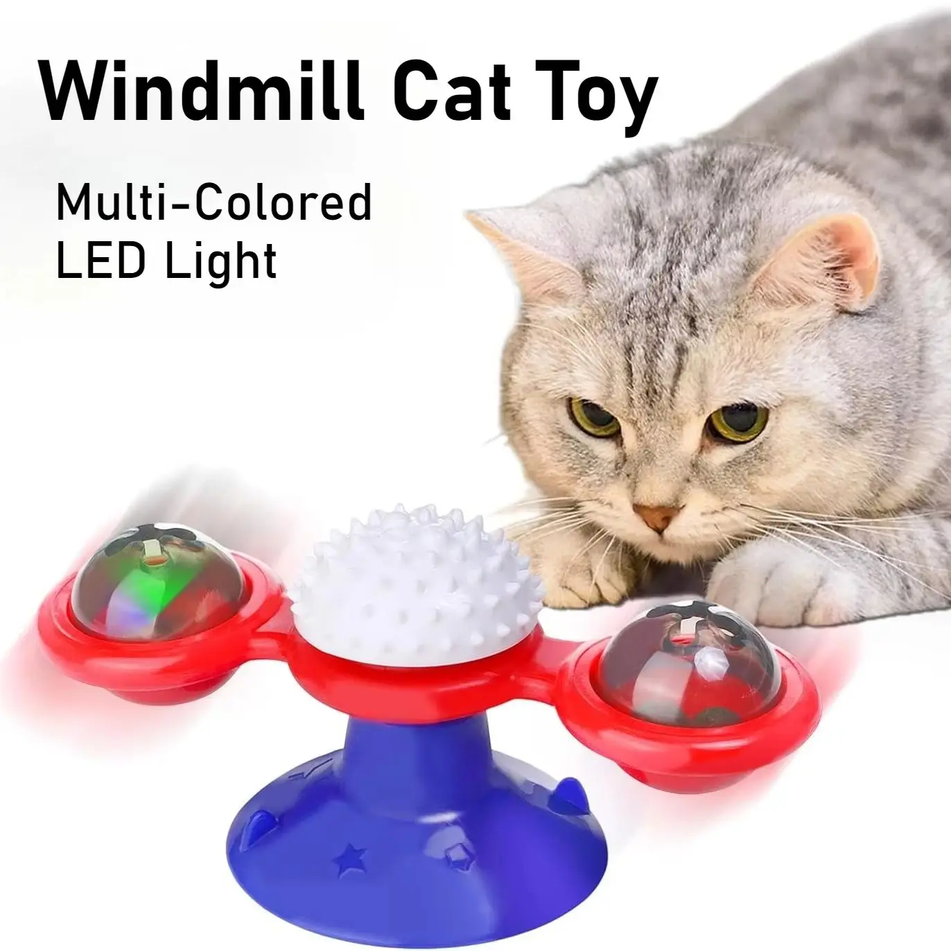 Juguete interactivo para gatos, molino de viento, juguetes para mascotas, rompecabezas para gatos, juego de juguete con tocadiscos para gatitos, cepillo de dientes, suministros para mascotas