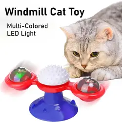 Juguete interactivo educativo molino de viento para gatos con cepillo