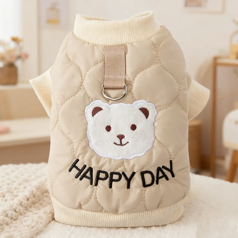 Chaqueta de invierno para perro, ropa cálida y suave para perro, chaqueta para cachorro a la moda, abrigo con estampado de oso, abrigo de algodón para gato, disfraz de Chihuahua, suministros para mascotas