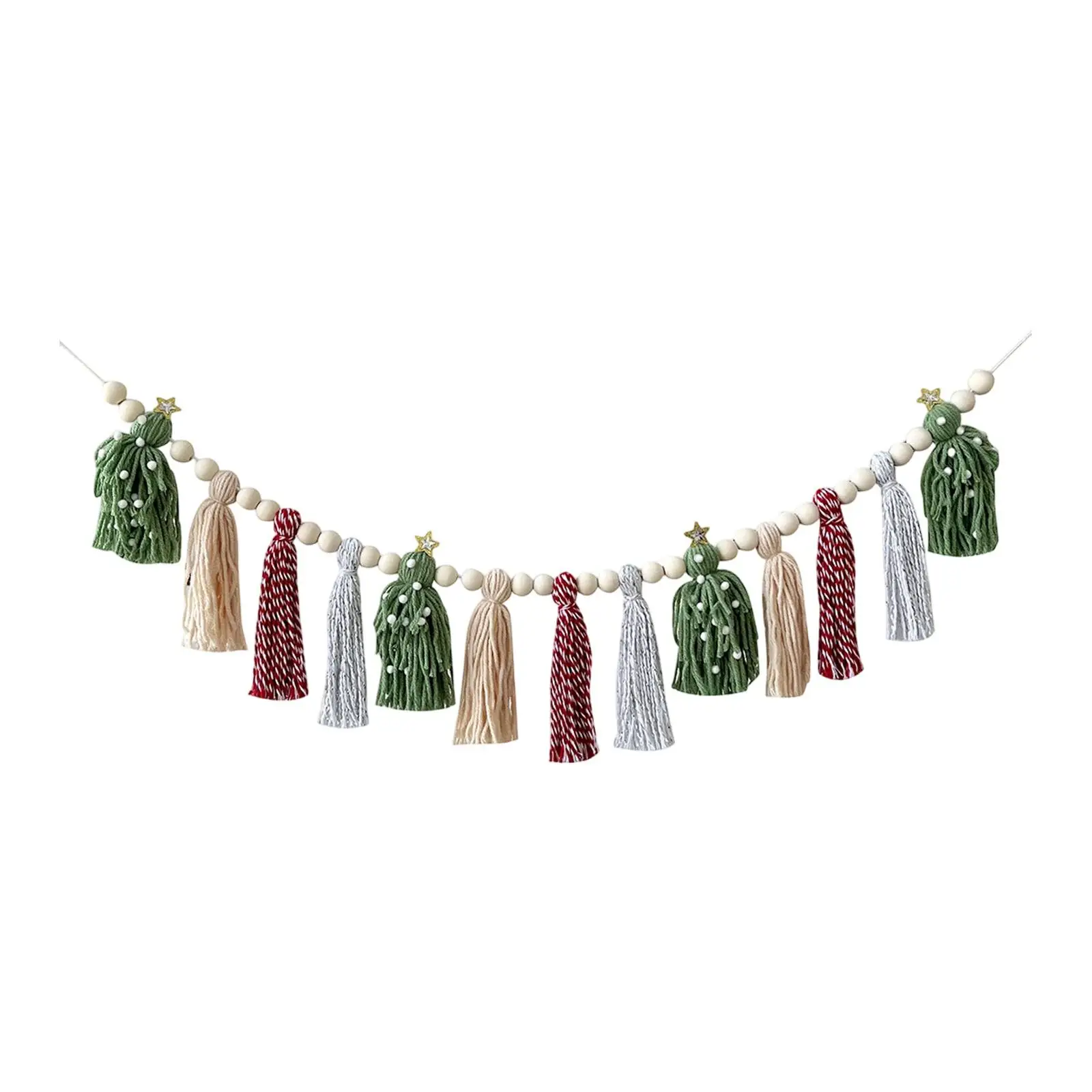Christmas Tassel Garland Tassel Banner Backdrop Prop Decorative Hanging Banner for Fireplace Bedroom Party Holiday Decor