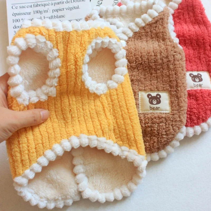Abrigo cálido de invierno para perros y gatos, chaqueta de lana suave para mascotas, chaleco para razas pequeñas como Bulldog Francés, acogedor ropa de peluche para clima frío - imagen 3