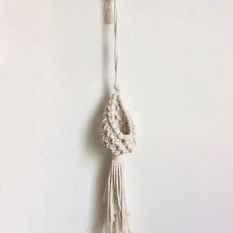 Colgador de macramé para plantas, soporte rústico para macramé, borla hecha a mano, exhibición de piña, macetero de pared, soporte para flores - imagen 3