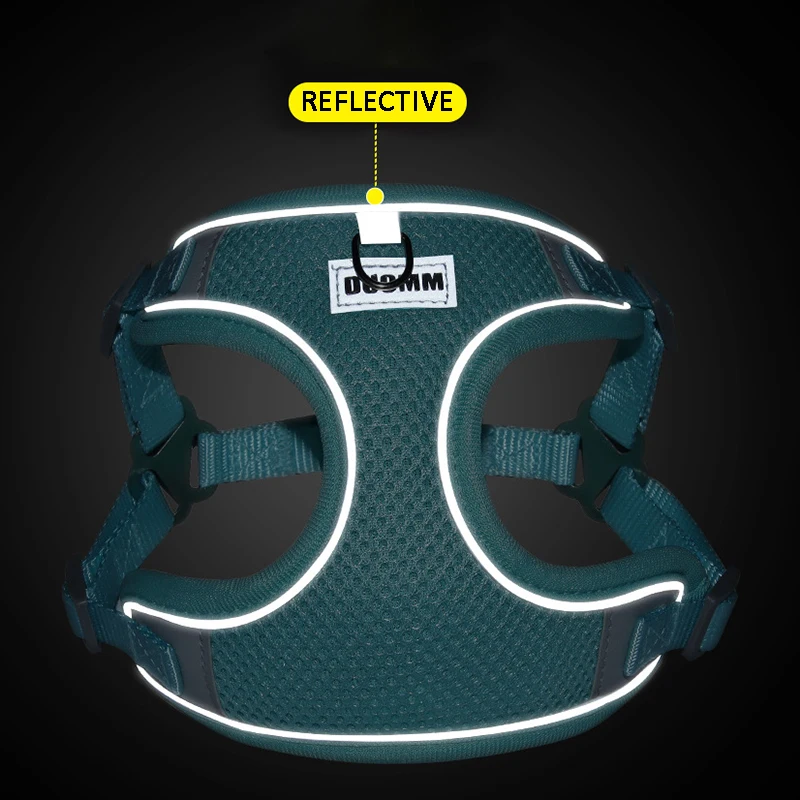 Juego de arnés y correa reflectantes para perros pequeños y medianos, arnés de malla para cachorros y gatos, chaleco sin tirar, correa para el pecho para Pug, accesorios para perros - imagen 4