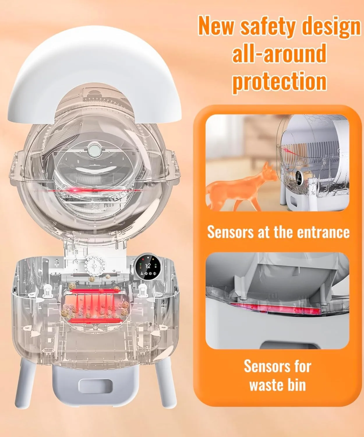 Caja de arena autolimpiante, caja de arena automática 76L + 13L, robot de caja de arena extra grande con control de aplicación monitoreo de peso - imagen 4