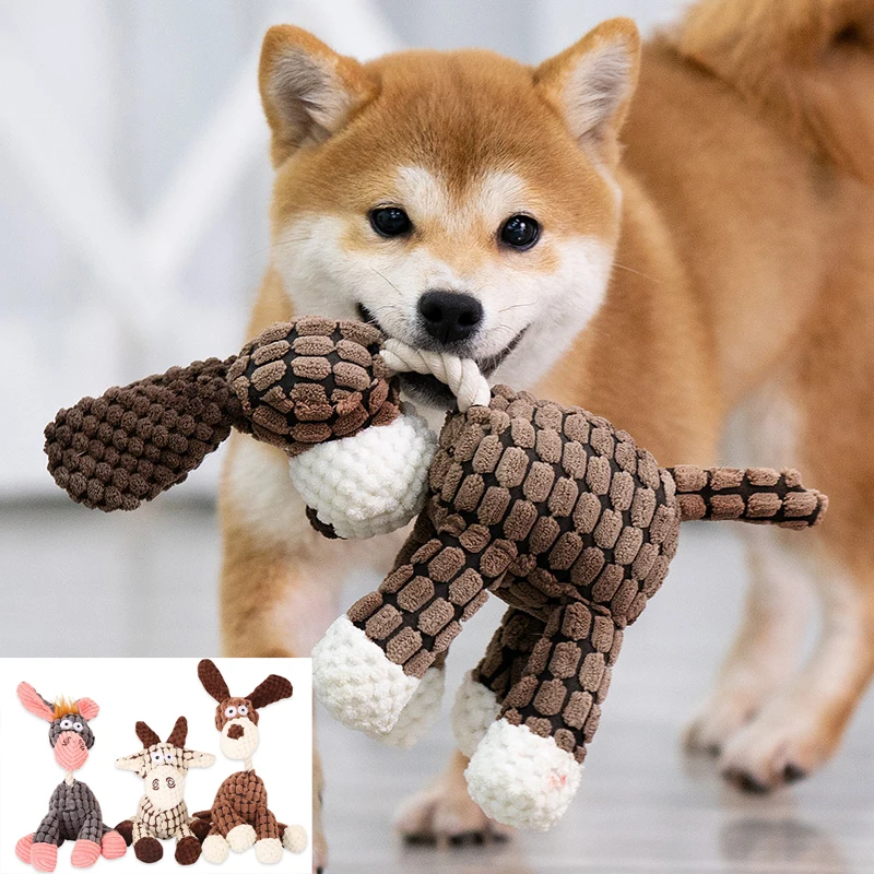 Juguetes para perros burro para perros grandes, juguetes de peluche para perros para masticadores agresivos, juguete para masticar para cachorros chirriantes duradero - imagen 3