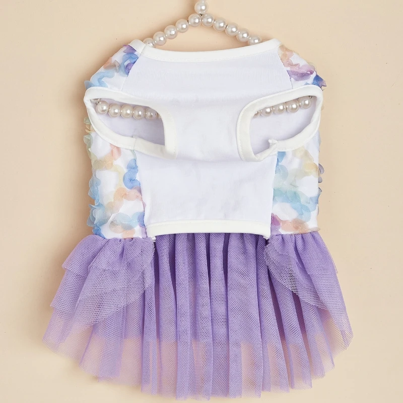 Vestido floral colorido para mascotas para gatos y perros pequeños, falda tutú de princesa para niña, ropa para mascotas, lindo gatito, ropa para cachorros para cumpleaños - imagen 5