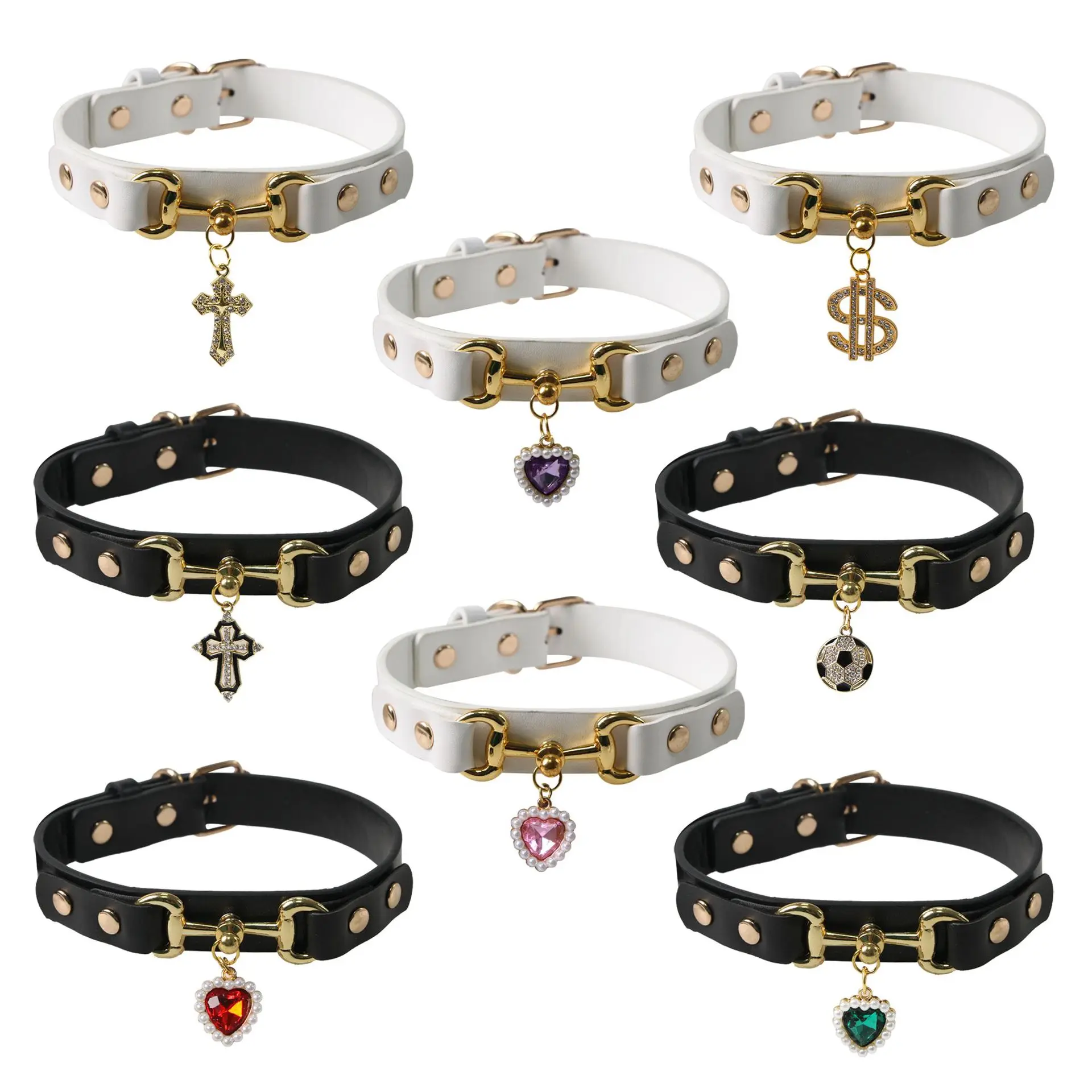 Collar de cuero resistente para perros pequeños, cachorros y pug
