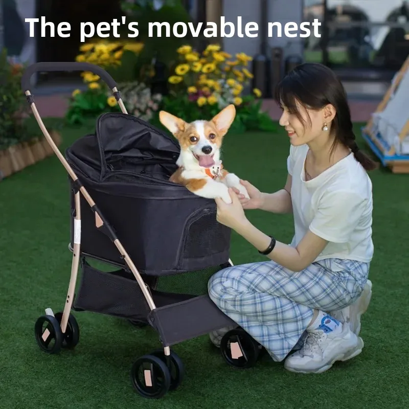 Carro para mascotas, Scooter separado para perros medianos y pequeños, carrito para gatos al aire libre, cochecito para perros, carritos para mascotas