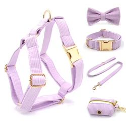 Arnés personalizado de pana violeta para perros pequeños y gatos