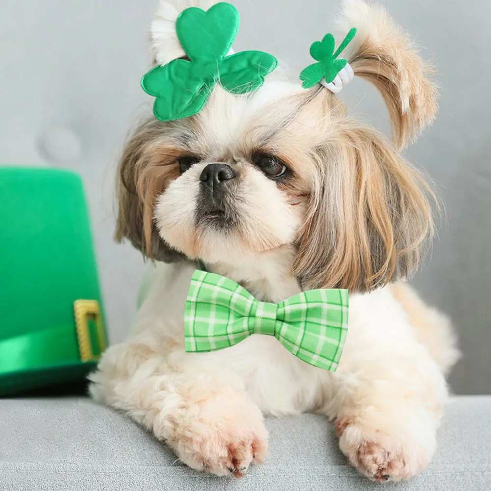 Pajarita para perros pequeños desmontable estilo tartán San Patricio - imagen 4