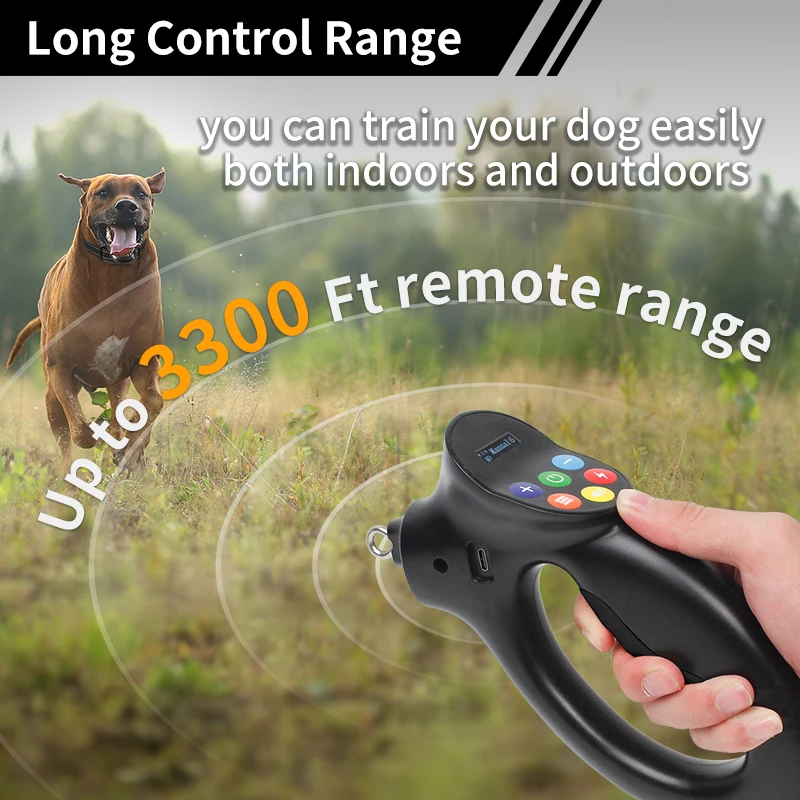 Collar de entrenamiento para perros, resistente al agua, automático, antiladridos, 3300 pies, con Control remoto de ladridos, Collar de entrenamiento de golpes para perros - imagen 3