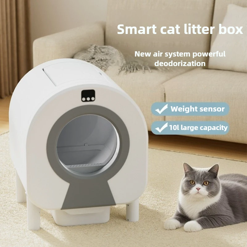 Caja de arena inteligente para gatos, caja de arena grande con un solo clic para limpieza de gatos, cajas de arena grandes para gatos y gatitos, inodoros para gatitos