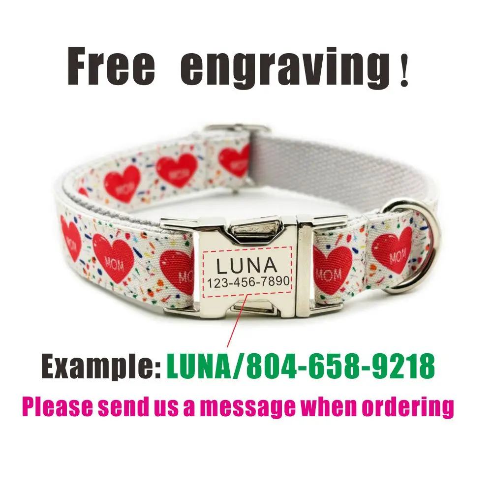 Collar personalizado para cachorros, Collar personalizado para mascotas, grabado gratis, placa de identificación, etiqueta, collares para perros Love Mom, correa para perros - imagen 4