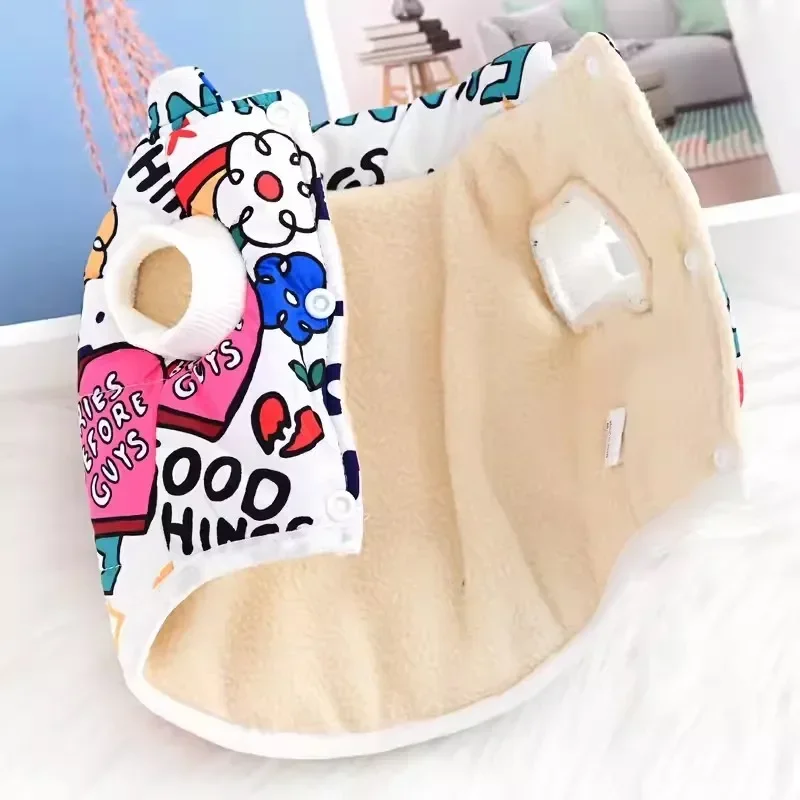 Abrigo de cuello alto de color para mascotas, traje cálido de invierno para perros, oso de peluche, chaleco grueso para gatos, ropa para perros, Parkas, abrigo de invierno, ropa para cachorros - imagen 3