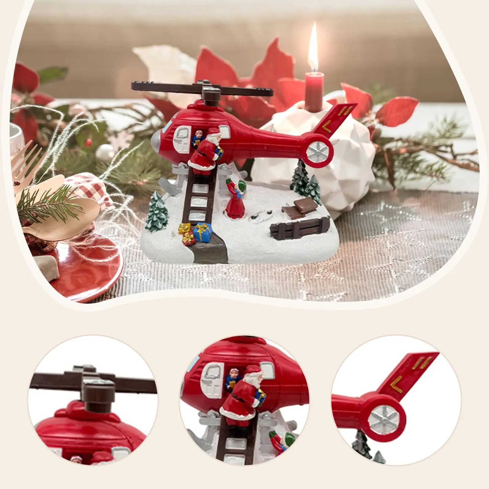 Christmas Musical Box Helicopter Statue Unique Sculpture for Kids Women Xmas