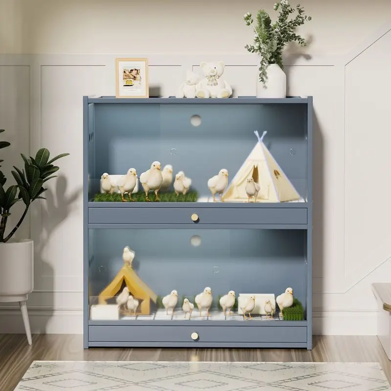 Caja de cría de pollos, cajón transparente Visible, puerta corredera tipo pájaro, jaulas pequeñas multifuncionales para mascotas, accesorios de alimentación - imagen 4