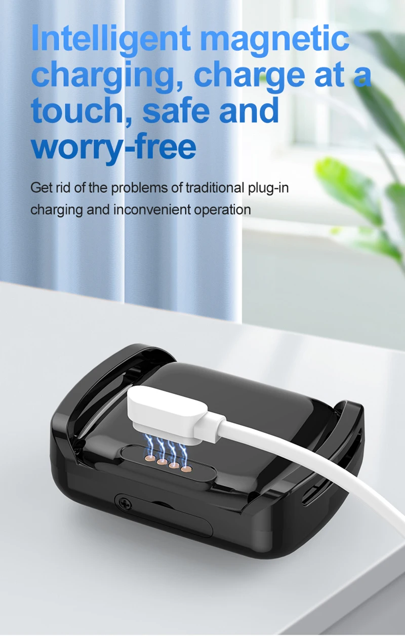 Un cargador negro con un cable blanco enchufado