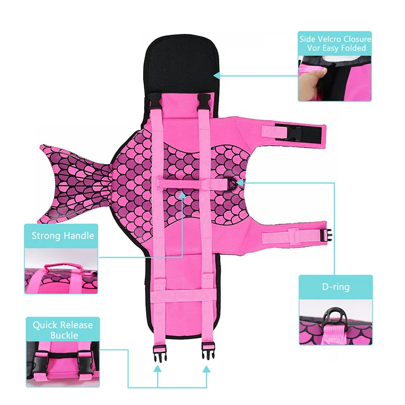 Traje de baño de verano para cachorros y perros grandes, chaleco salvavidas para mascotas con forma de sirena y tiburón para perros pequeños y grandes, ropa Corgi Shiba Inu, ropa para mascotas - imagen 3