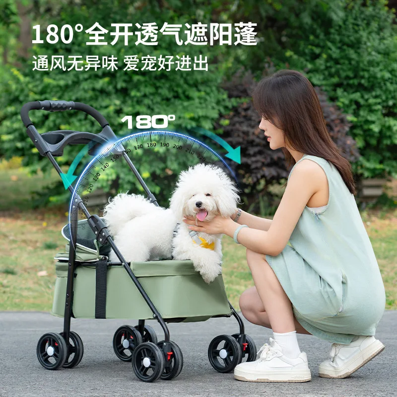 Cochecito para mascotas, carrito para gatos, carrito pequeño plegable ligero para viajes al aire libre, carritos para perros - imagen 4