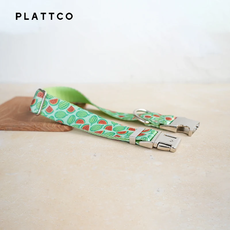 PLATTCO-collar de perro con estampado de sandía, accesorio único con hebilla plateada de alta calidad, 5 tamaños, PDC325S - imagen 3