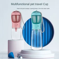 Botella de viaje 2 en 1 para agua y comida de gatos y perros