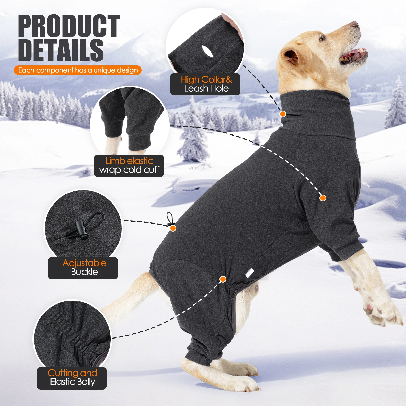 Abrigos de invierno para perros, chaquetas de cuello alto de 4 Patas, pijamas térmicos de lana de Coral para cachorros, suéteres para perros, abrigos cálidos para mascotas, ropa para gatos - imagen 2