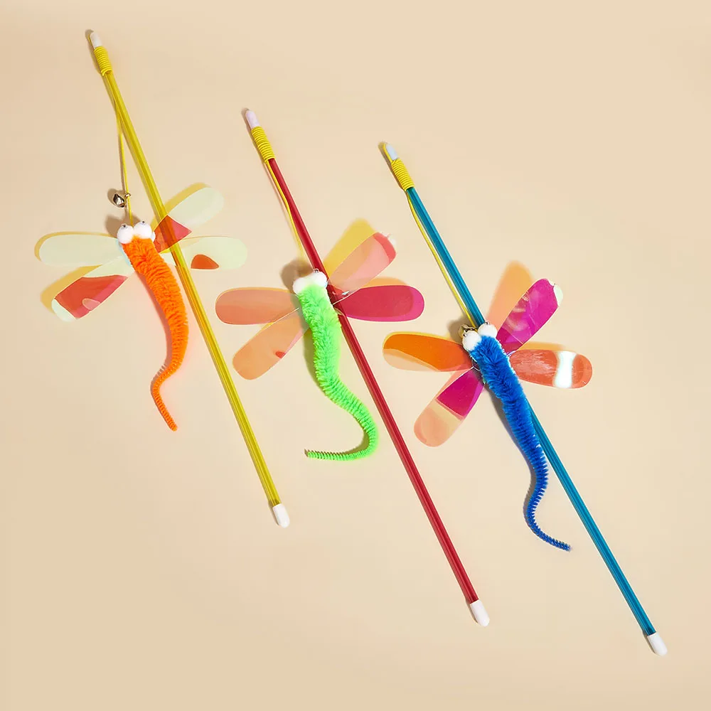 Accesorios para mascotas, palo de cosquillas para gatos, lentejuelas, ojos grandes, Libélula, juguetes interactivos, suministros para gatos, juguete interactivo para gatos - imagen 3