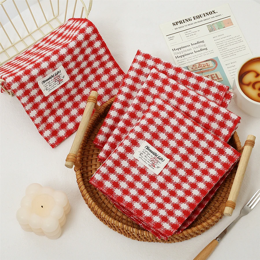 Funda de almohada de ambiente navideño de Jacquard a cuadros de doble cara, mantel de cocina, tela de comedor de moda Ins de estilo coreano - imagen 4