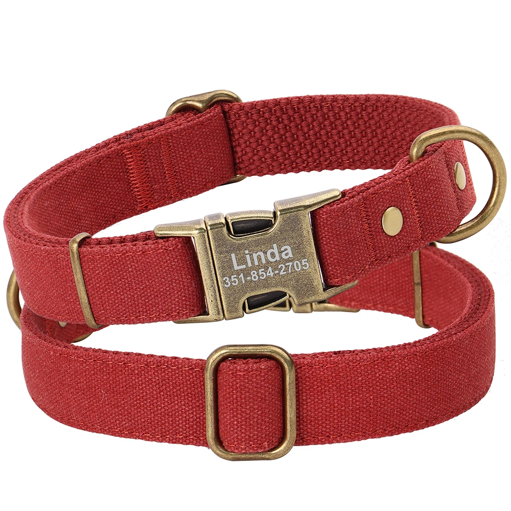 Collar personalizado con placa de identificación para cachorros y perros, collares con hebilla para perros y mascotas de nailon duradero, nombre grabado gratis para Pit Bull Bulldog Pug - imagen 3