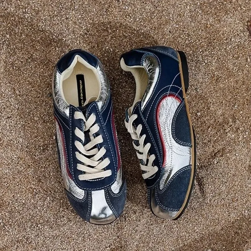 Zapatos de tenis con cordones para caminar, zapatillas de deporte con cordones cruzados, zapatos planos informales cómodos, zapatos deportivos de alta calidad para mujer, zapatillas deportivas para mujer